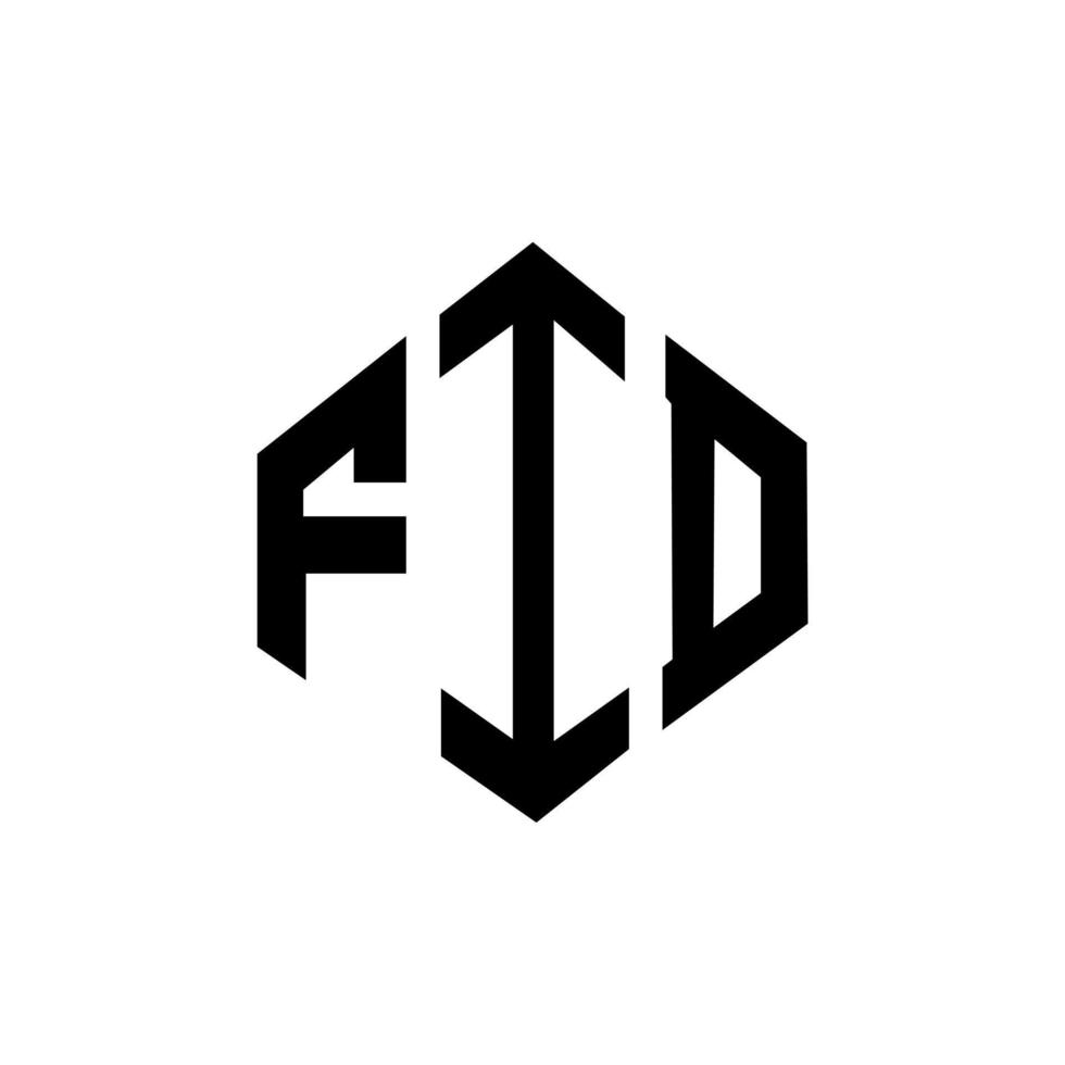 FID letter logo design with polygon shape. FID polygon and cube shape logo design. FID hexagon vector logo template white and black colors. FID monogram, business and real estate logo.