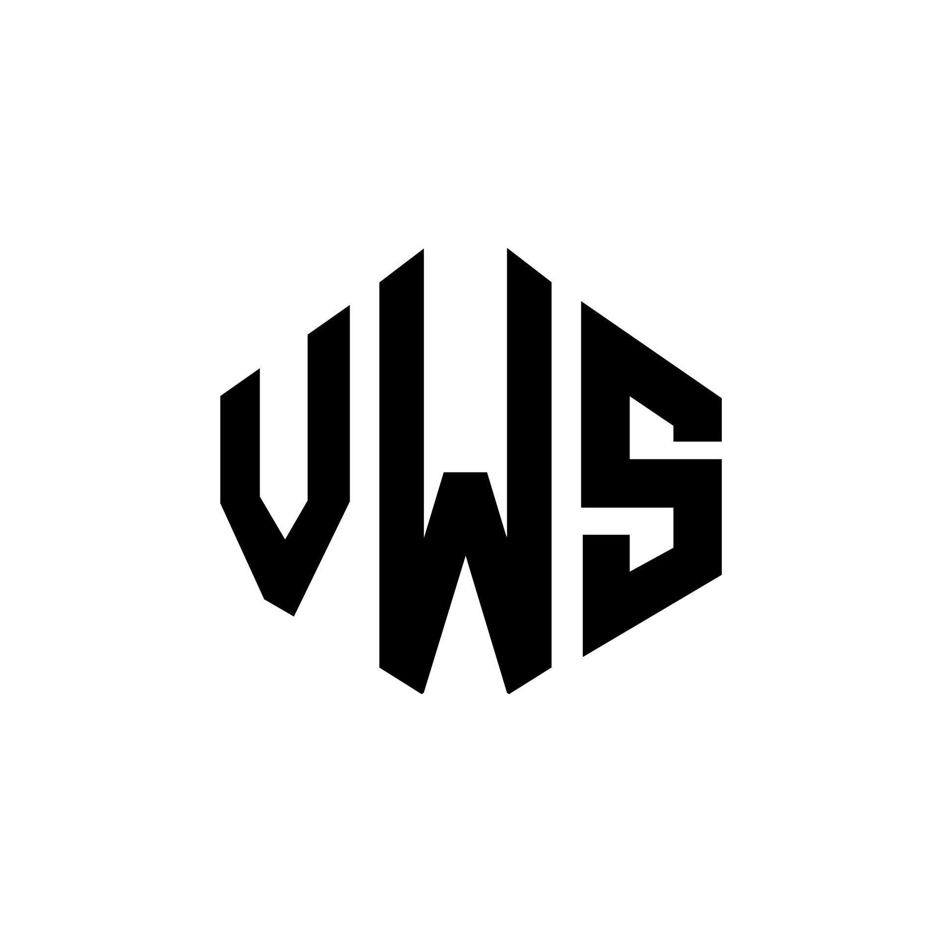 VWS letter logo design with polygon shape. VWS polygon and cube shape logo design. VWS hexagon VWS letter logo design with polygon shape. VWS polygon and cube shape logo design. VWS hexagon