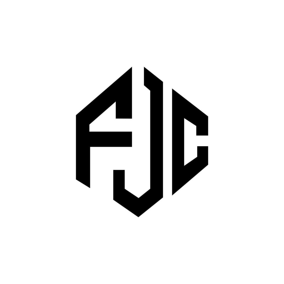 FJC letter logo design with polygon shape. FJC polygon and cube shape logo design. FJC hexagon vector logo template white and black colors. FJC monogram, business and real estate logo.