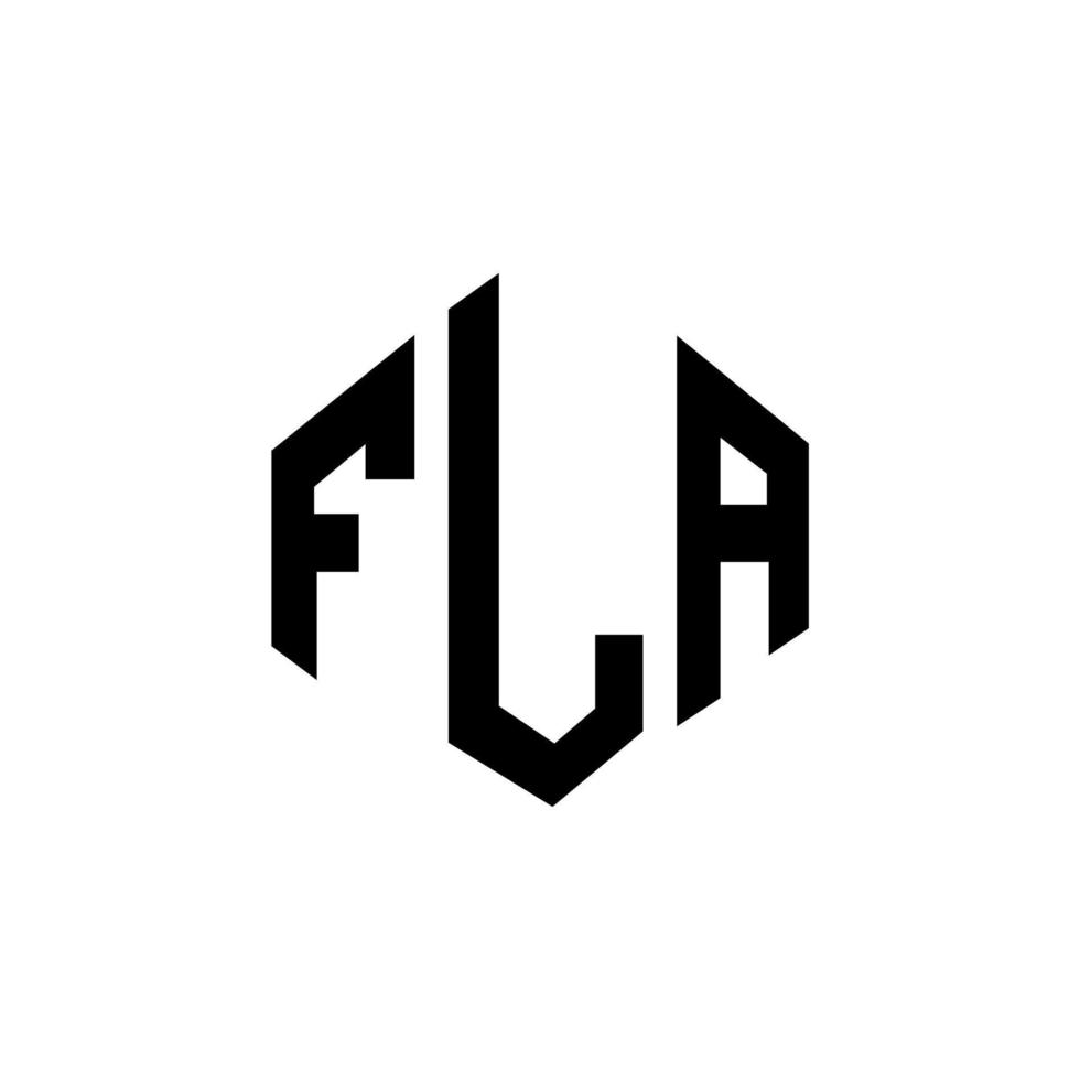 FLA letter logo design with polygon shape. FLA polygon and cube shape logo design. FLA hexagon vector logo template white and black colors. FLA monogram, business and real estate logo.