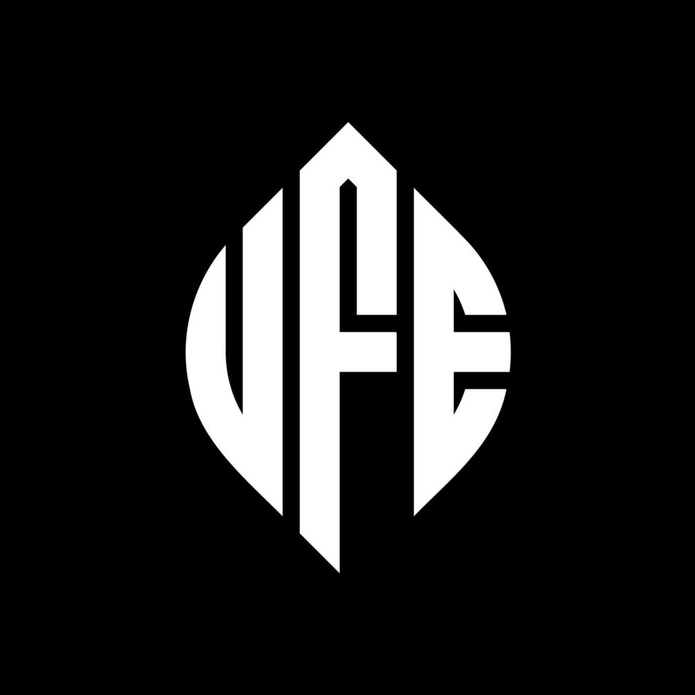 UFE circle letter logo design with circle and ellipse shape. UFE ellipse letters with typographic style. The three initials form a circle logo. UFE Circle Emblem Abstract Monogram Letter Mark Vector. vector