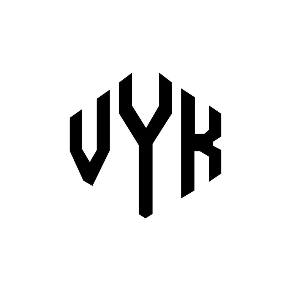 diseño de logotipo de letra vyk con forma de polígono. diseño de logotipo en forma de cubo y polígono vyk. vyk hexágono vector logo plantilla colores blanco y negro. monograma vyk, logotipo comercial e inmobiliario.