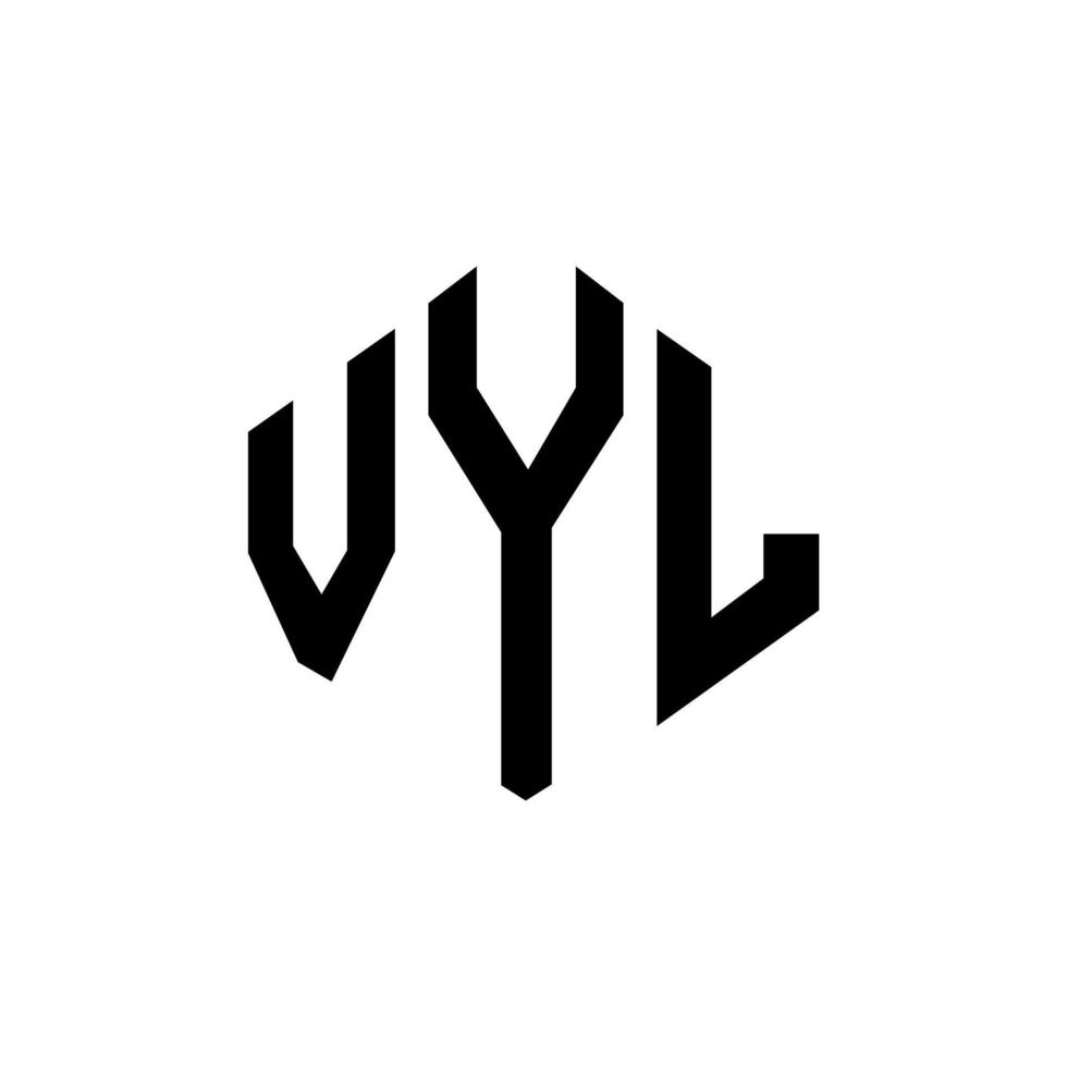 diseño de logotipo de letra vyl con forma de polígono. diseño de logotipo de forma de cubo y polígono de vyl. Vyl hexagon vector logo plantilla colores blanco y negro. monograma de vyl, logotipo comercial e inmobiliario.