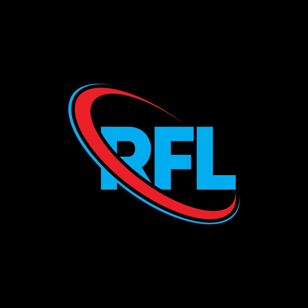 logotipo de RFL carta rfl. diseño de logotipo de letra rfl. logotipo de iniciales rfl vinculado con círculo y logotipo de monograma en mayúsculas. tipografía rfl para tecnología, negocios y marca inmobiliaria. vector