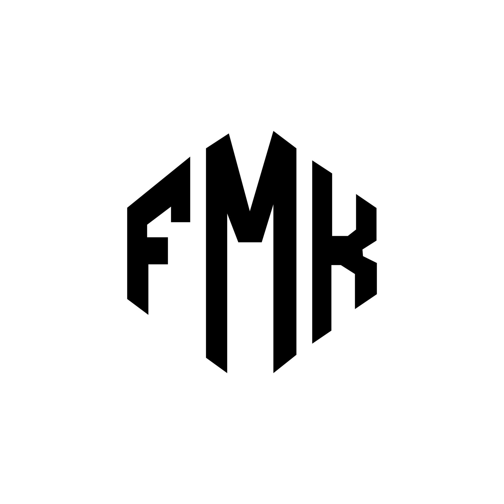 FMK letter logo design with polygon shape. FMK polygon and cube shape