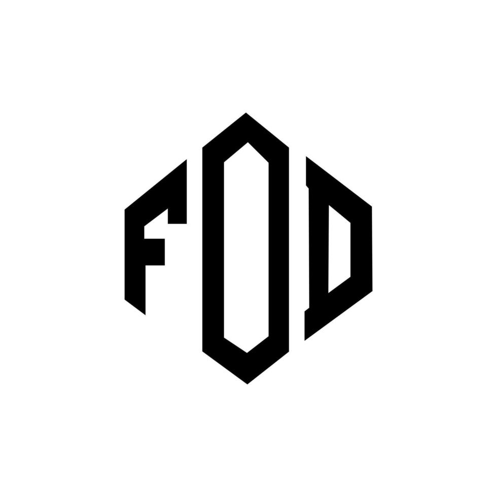 FOD letter logo design with polygon shape. FOD polygon and cube shape logo design. FOD hexagon vector logo template white and black colors. FOD monogram, business and real estate logo.