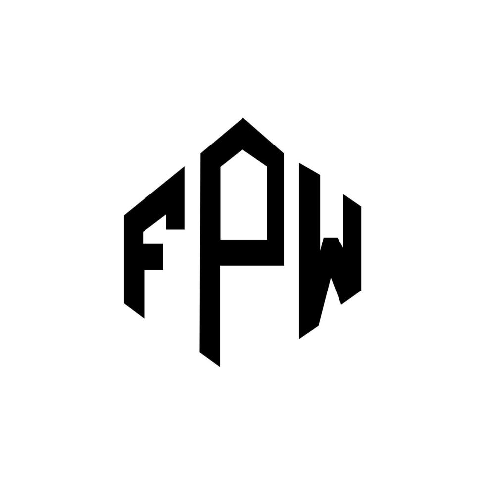 diseño de logotipo de letra fpw con forma de polígono. diseño de logotipo de forma de cubo y polígono fpw. plantilla de logotipo vectorial hexagonal fpw colores blanco y negro. monograma fpw, logotipo empresarial y inmobiliario. vector