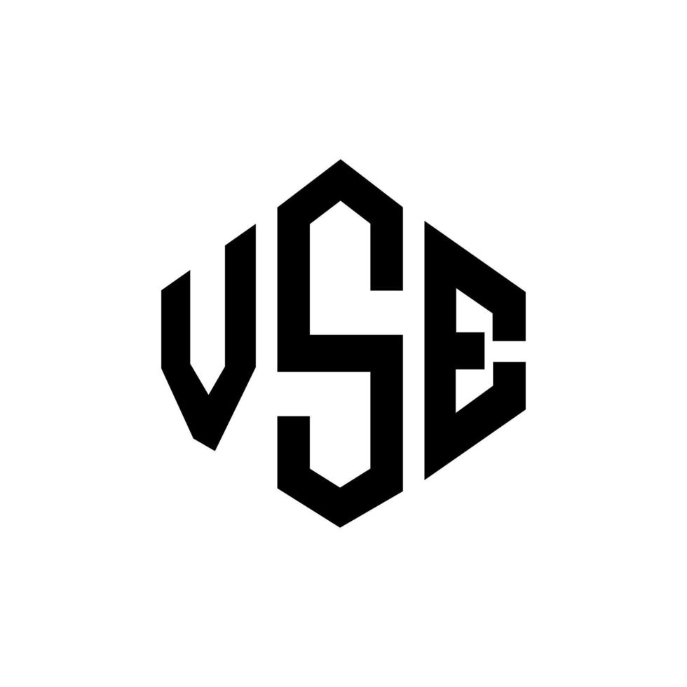 VSE letter logo design with polygon shape. VSE polygon and cube shape logo design. VSE hexagon vector logo template white and black colors. VSE monogram, business and real estate logo.