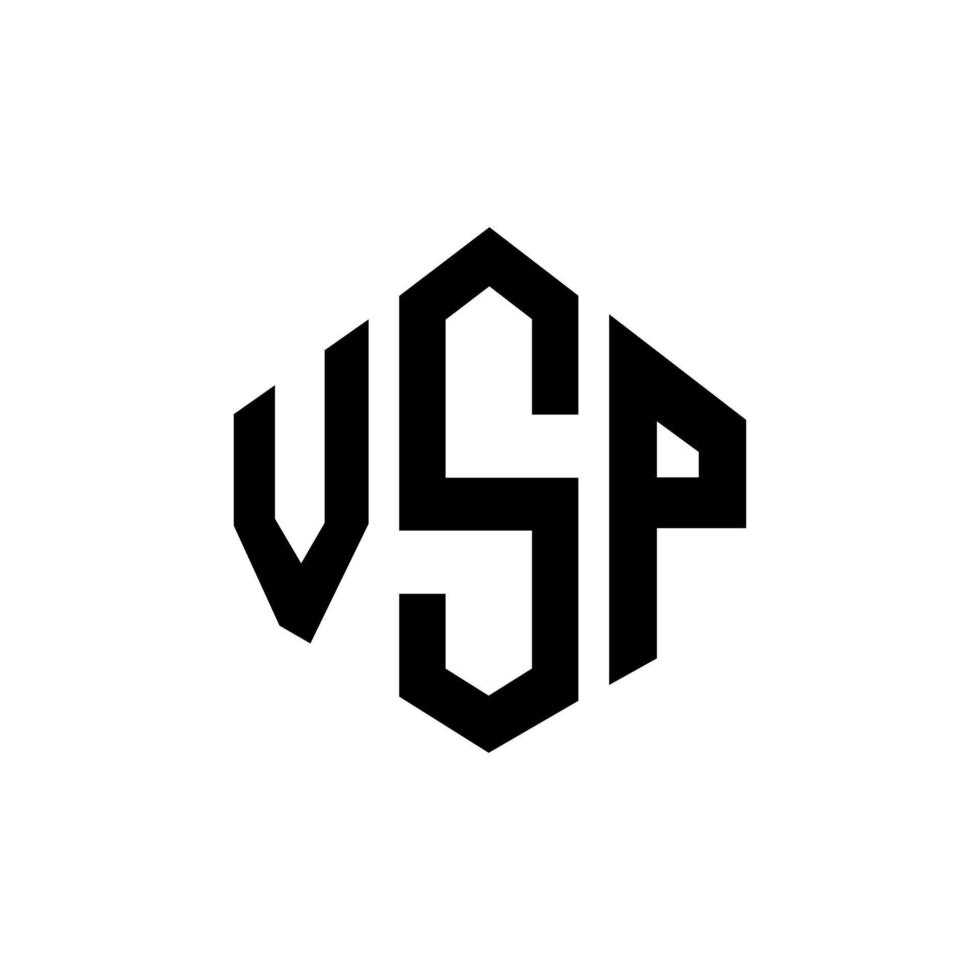 diseño de logotipo de letra vsp con forma de polígono. vsp polígono y diseño de logotipo en forma de cubo. vsp hexágono vector logo plantilla colores blanco y negro. monograma vsp, logotipo comercial y inmobiliario.