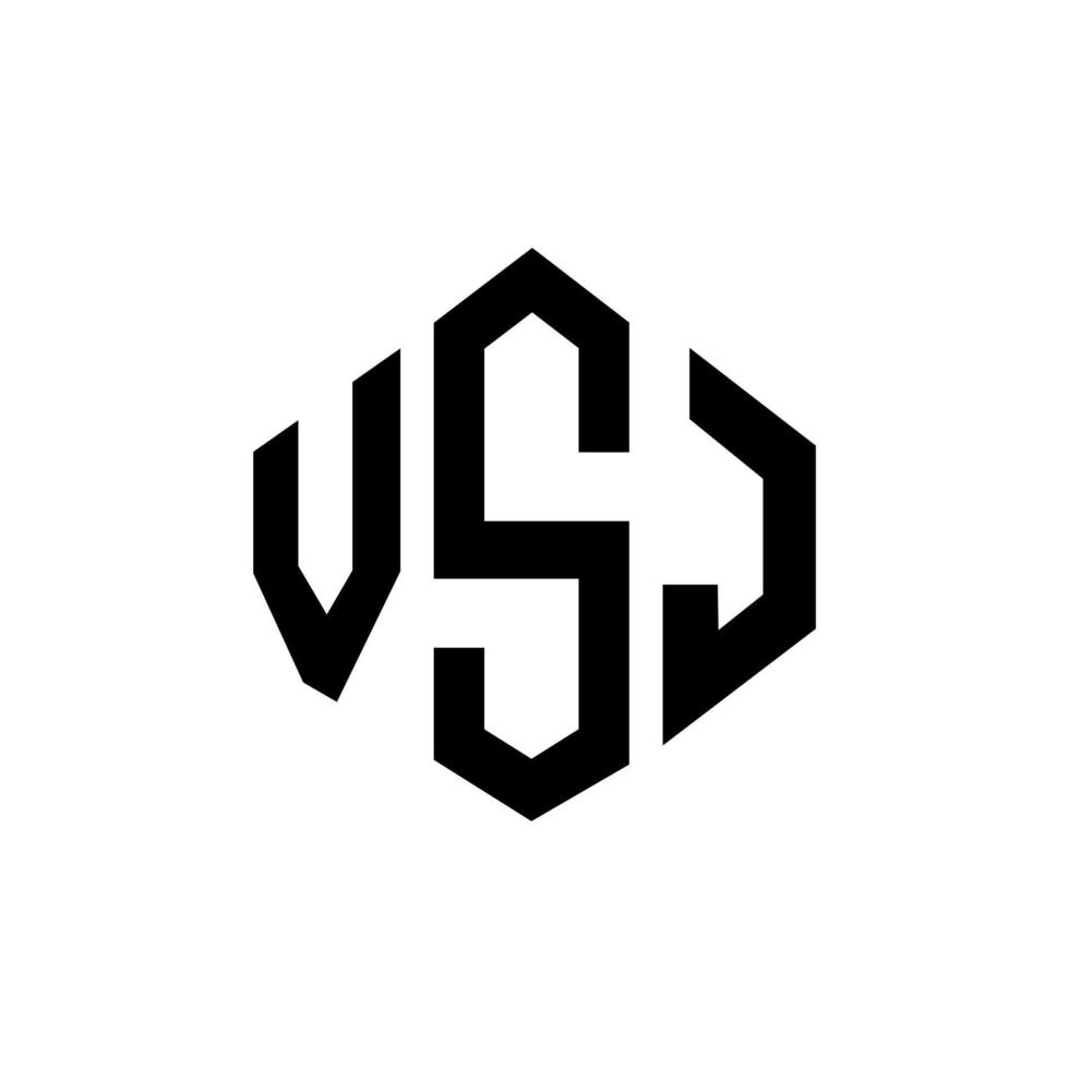 diseño de logotipo de letra vsj con forma de polígono. vsj polígono y diseño de logotipo en forma de cubo. vsj hexágono vector logo plantilla colores blanco y negro. monograma vsj, logotipo empresarial y inmobiliario.