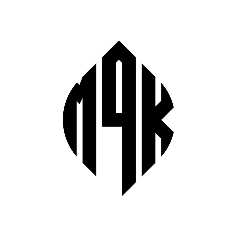 diseño de logotipo de letra de círculo mqk con forma de círculo y elipse. Letras de elipse mqk con estilo tipográfico. las tres iniciales forman un logo circular. vector de marca de letra de monograma abstracto del emblema del círculo mqk.