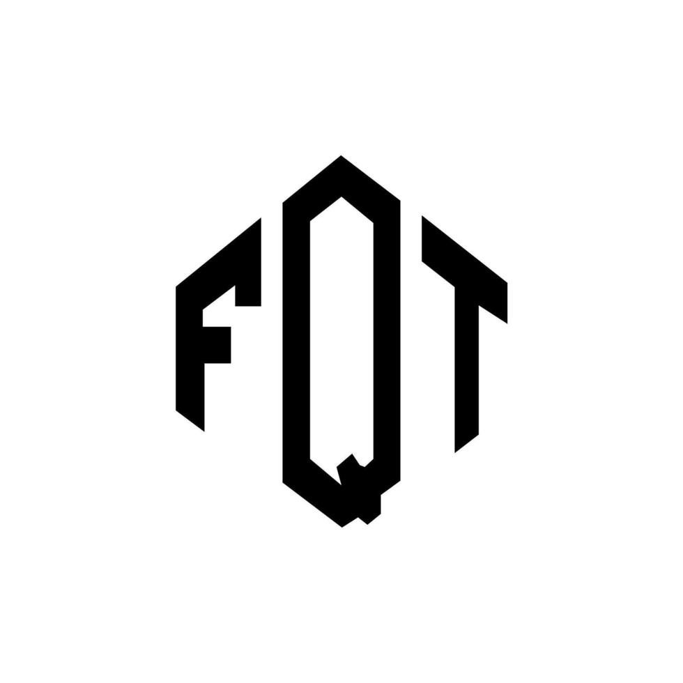 FQT letter logo design with polygon shape. FQT polygon and cube shape logo design. FQT hexagon vector logo template white and black colors. FQT monogram, business and real estate logo.