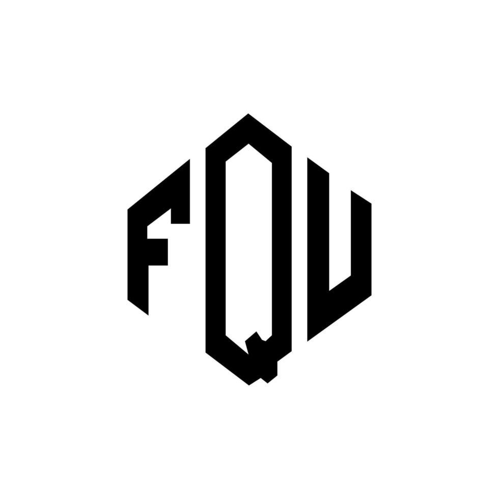 FQU letter logo design with polygon shape. FQU polygon and cube shape logo design. FQU hexagon vector logo template white and black colors. FQU monogram, business and real estate logo.