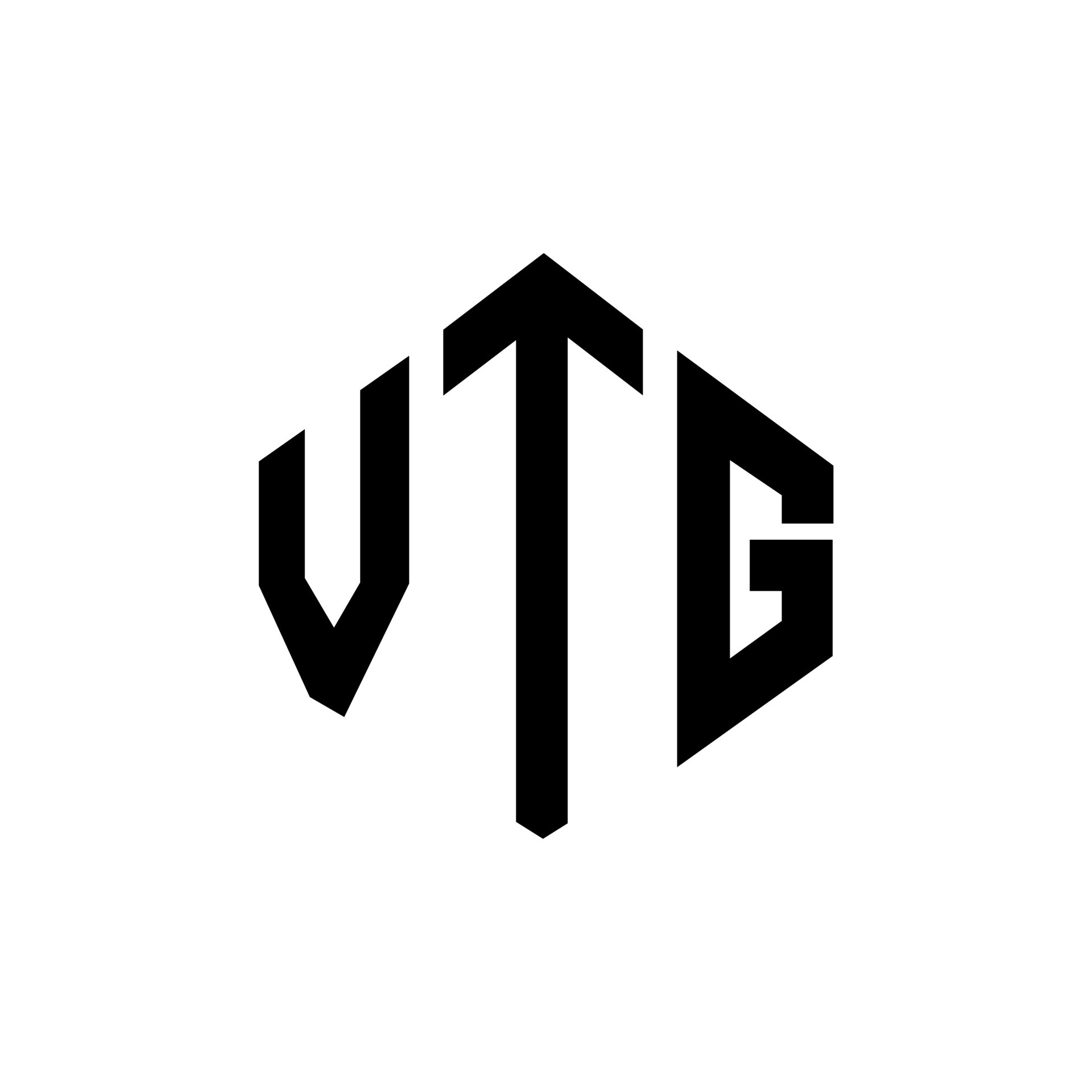 VTG letter logo design with polygon shape. VTG polygon and cube shape