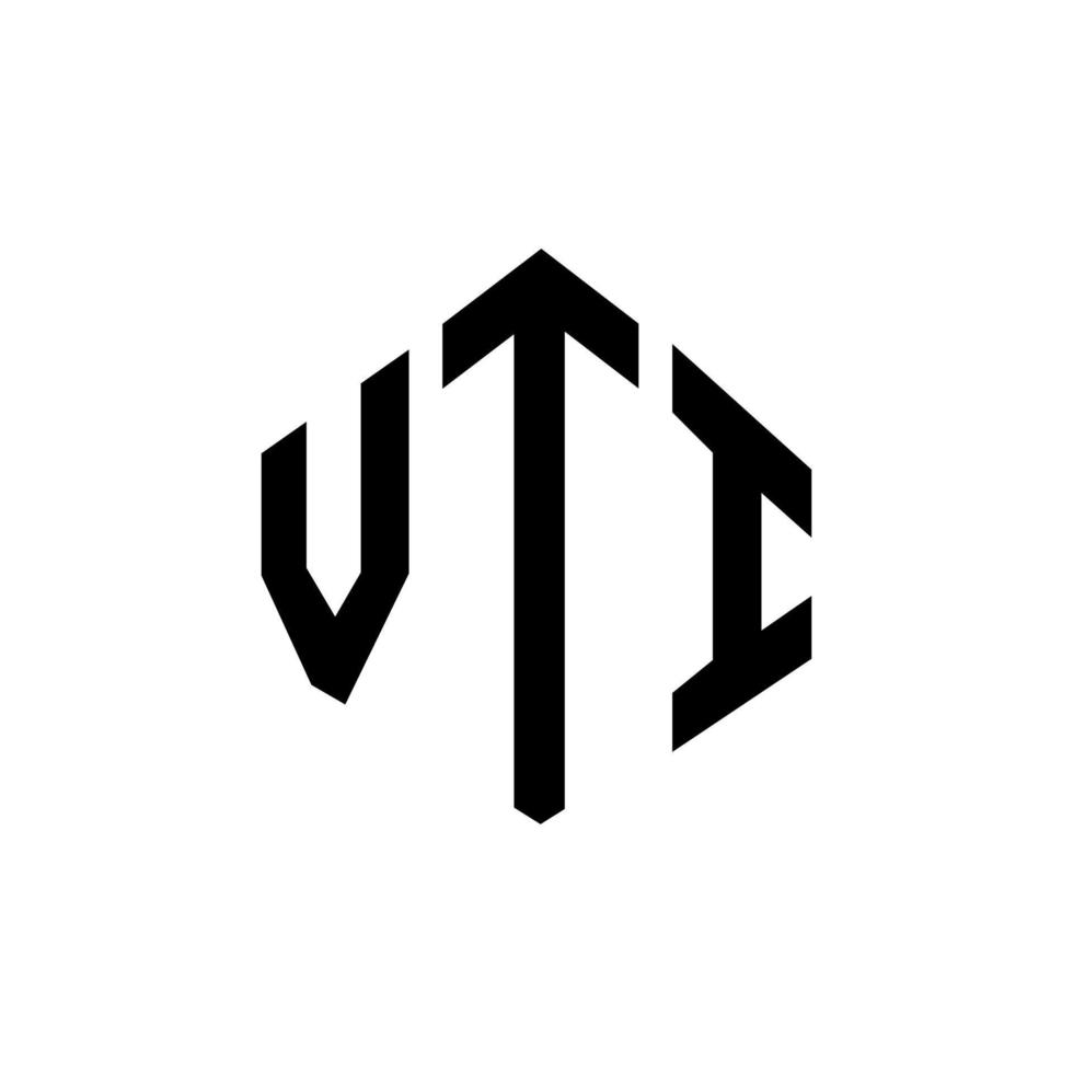 diseño de logotipo de letra vti con forma de polígono. vti polígono y diseño de logotipo en forma de cubo. vti hexágono vector logo plantilla colores blanco y negro. monograma vti, logotipo comercial e inmobiliario.