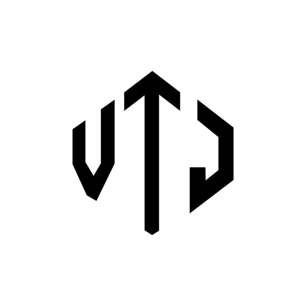 diseño de logotipo de letra vtj con forma de polígono. vtj polígono y diseño de logotipo en forma de cubo. vtj hexágono vector logo plantilla colores blanco y negro. monograma vtj, logotipo empresarial y inmobiliario.