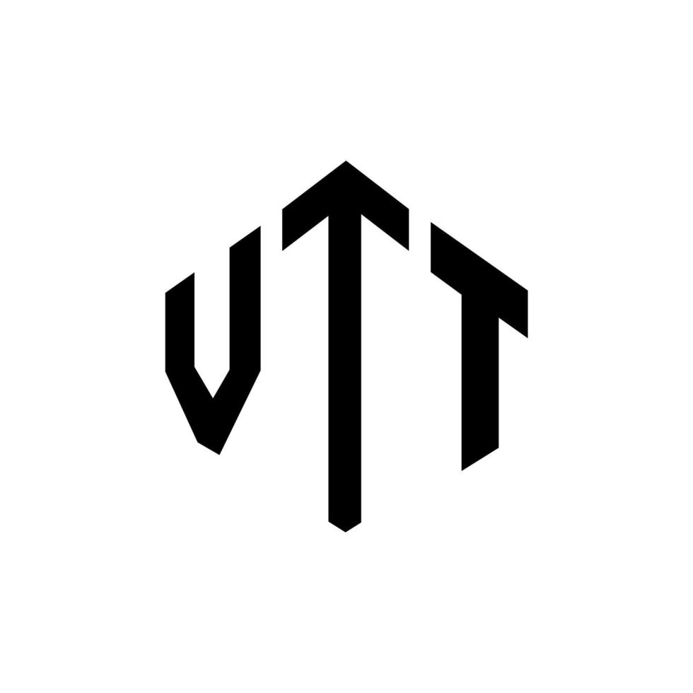 diseño de logotipo de letra vtt con forma de polígono. vtt polígono y diseño de logotipo en forma de cubo. vtt hexágono vector logo plantilla colores blanco y negro. monograma vtt, logotipo comercial e inmobiliario.