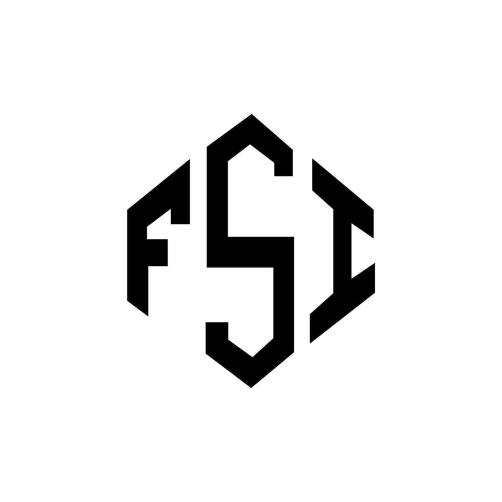 diseño de logotipo de letra fsi con forma de polígono. fsi polígono y diseño de logotipo en forma de cubo. fsi hexagon vector logo plantilla colores blanco y negro. monograma fsi, logotipo empresarial y inmobiliario.