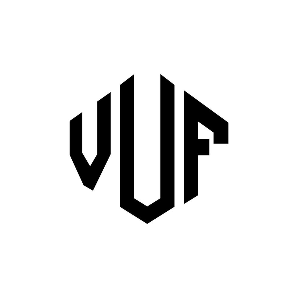 diseño de logotipo de letra vuf con forma de polígono. vuf polígono y diseño de logotipo en forma de cubo. vuf hexágono vector logo plantilla colores blanco y negro. monograma vuf, logotipo comercial e inmobiliario.