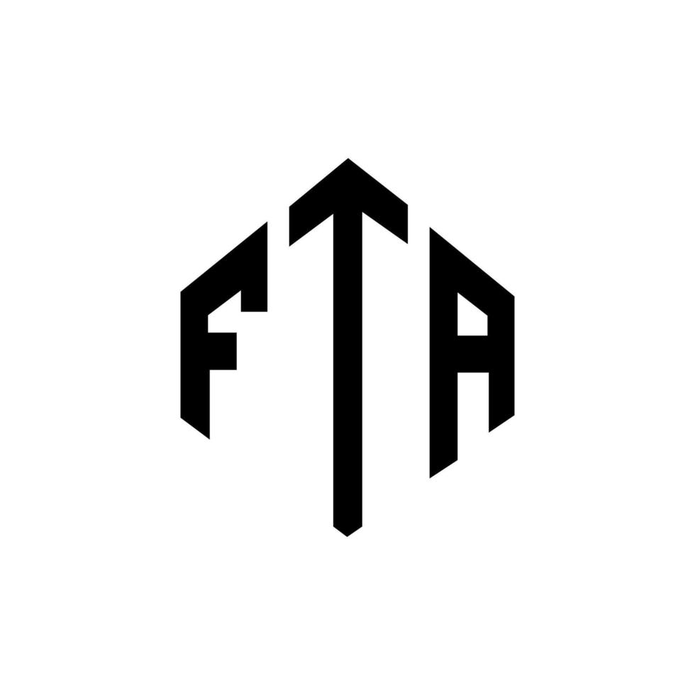 diseño de logotipo de letra fta con forma de polígono. diseño de logotipo de forma de cubo y polígono fta. plantilla de logotipo vectorial hexagonal fta colores blanco y negro. monograma tlc, logotipo empresarial y inmobiliario. vector