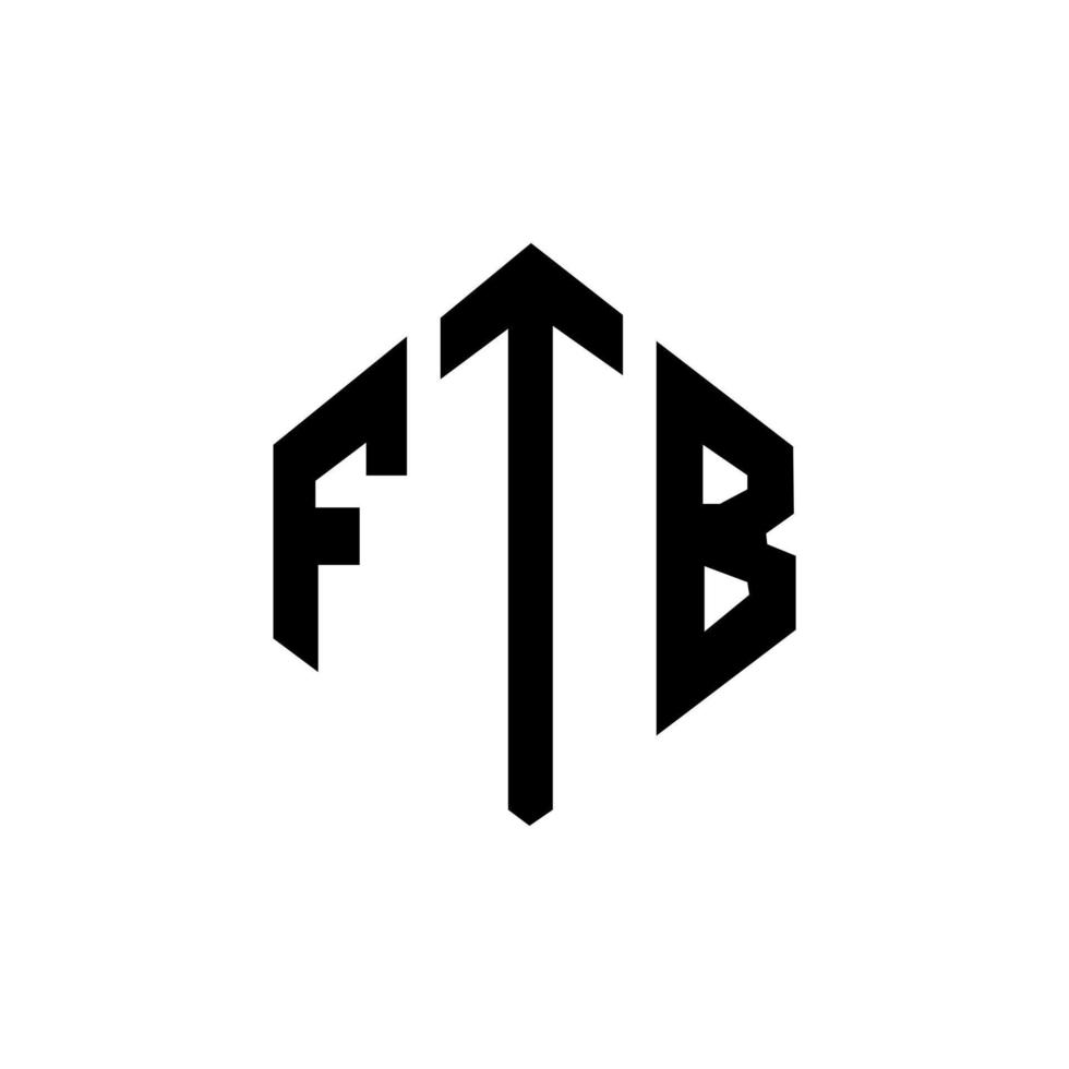 FTB letter logo design with polygon shape. FTB polygon and cube shape logo design. FTB hexagon vector logo template white and black colors. FTB monogram, business and real estate logo.