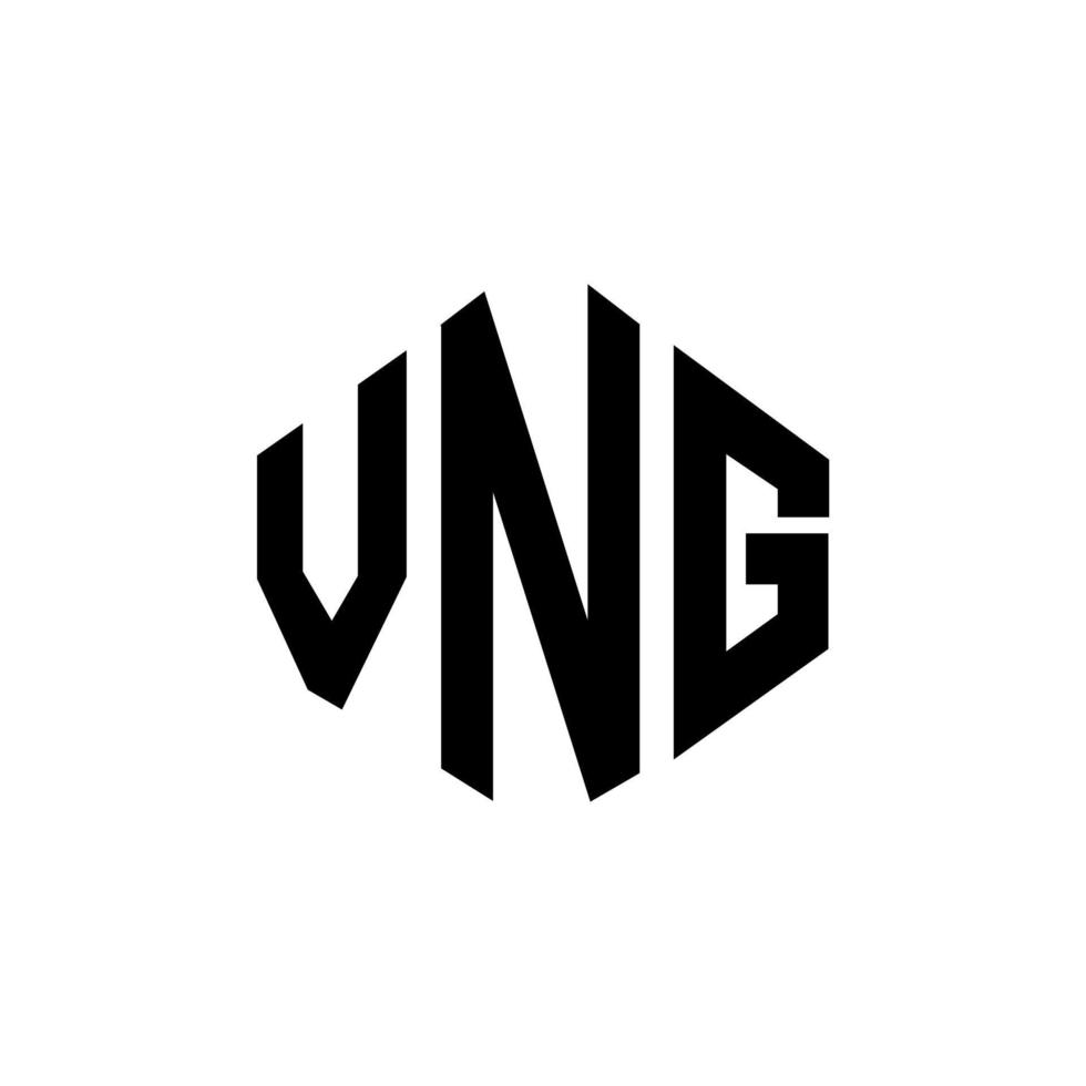 diseño de logotipo de letra vng con forma de polígono. vng polígono y diseño de logotipo en forma de cubo. vng hexágono vector logo plantilla colores blanco y negro. monograma vng, logotipo comercial e inmobiliario.