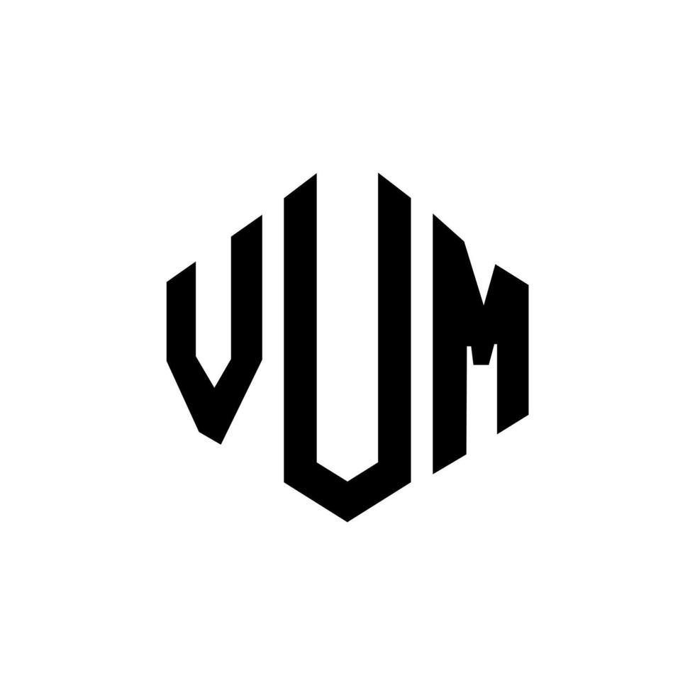 VUM letter logo design with polygon shape. VUM polygon and cube shape logo design. VUM hexagon vector logo template white and black colors. VUM monogram, business and real estate logo.