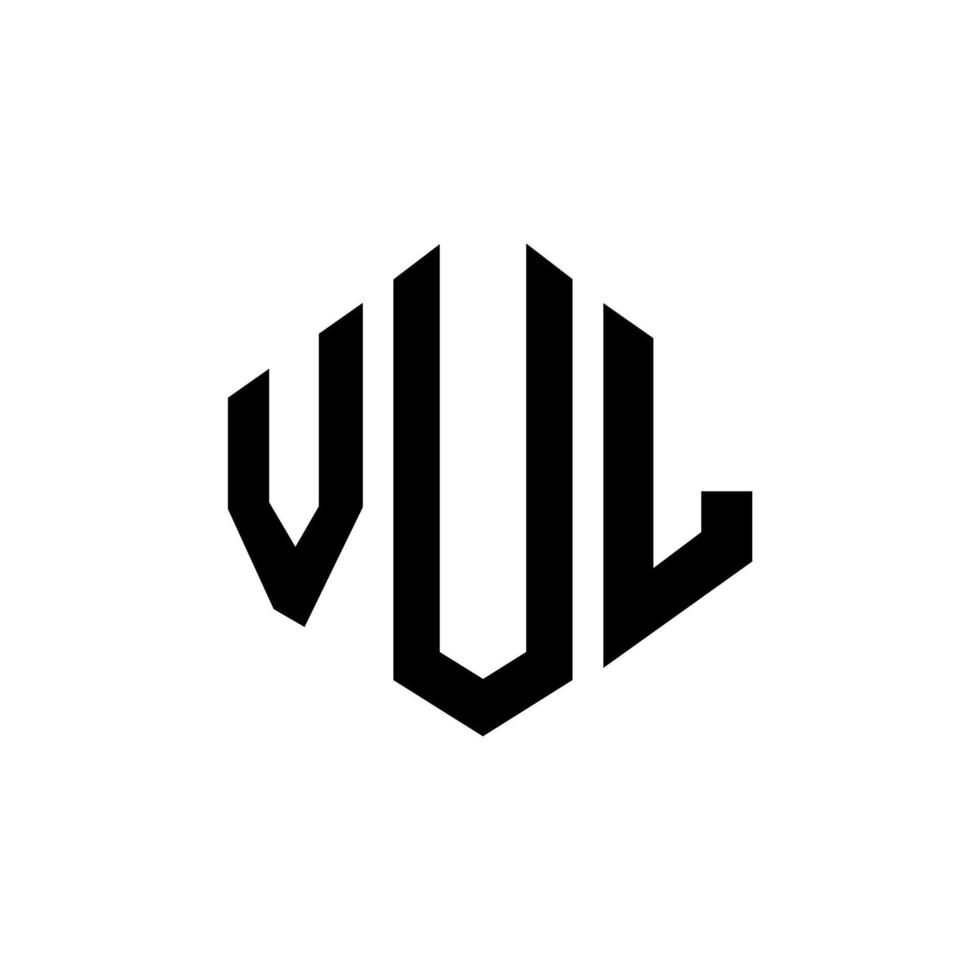 diseño de logotipo de letra vul con forma de polígono. diseño de logotipo en forma de cubo y polígono vul. vul hexágono vector logo plantilla colores blanco y negro. monograma vul, logotipo comercial e inmobiliario.