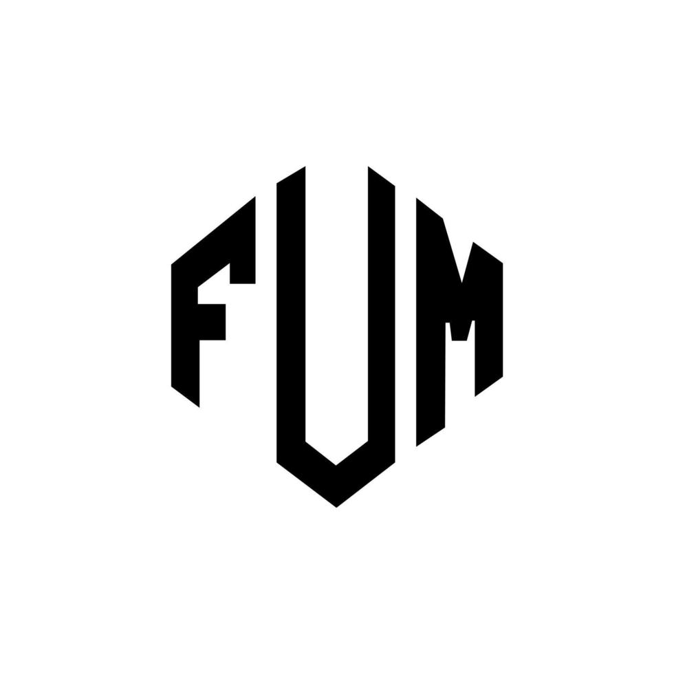 diseño de logotipo de letra fum con forma de polígono. diseño de logotipo en forma de cubo y polígono fum. fum hexágono vector logo plantilla colores blanco y negro. monograma fum, logo de negocios y bienes raíces.