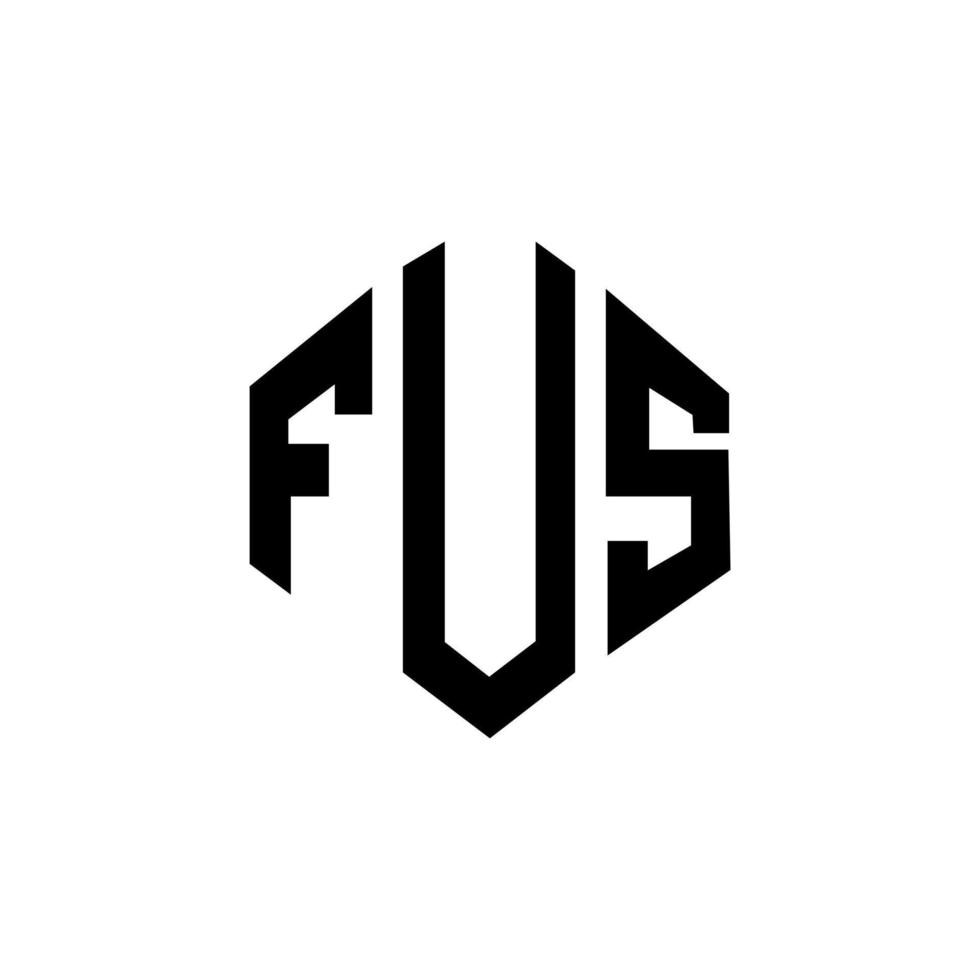 diseño de logotipo de letra fus con forma de polígono. fus polígono y diseño de logotipo en forma de cubo. fus hexágono vector logo plantilla colores blanco y negro. monograma fus, logotipo comercial e inmobiliario.