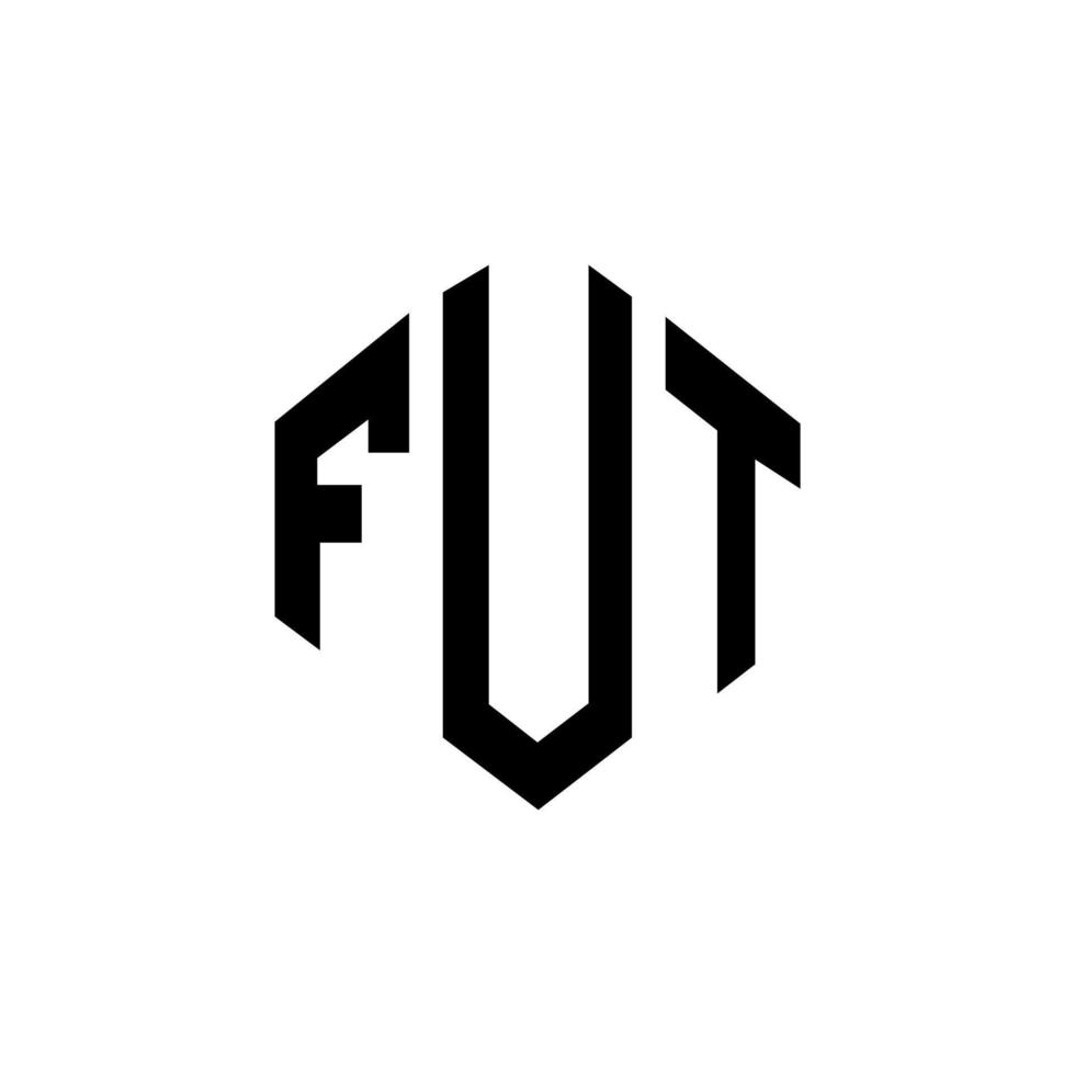 FUT letter logo design with polygon shape. FUT polygon and cube shape logo design. FUT hexagon vector logo template white and black colors. FUT monogram, business and real estate logo.