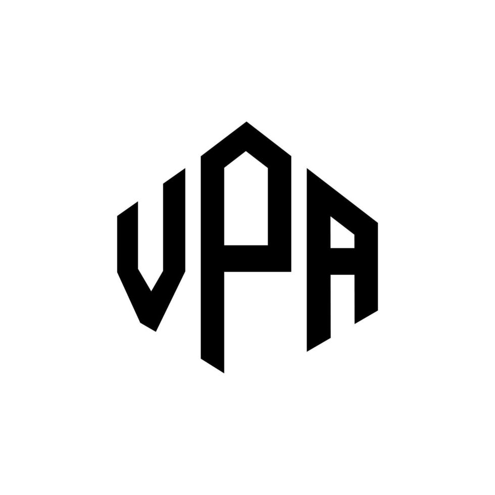 VPA letter logo design with polygon shape. VPA polygon and cube shape logo design. VPA hexagon vector logo template white and black colors. VPA monogram, business and real estate logo.