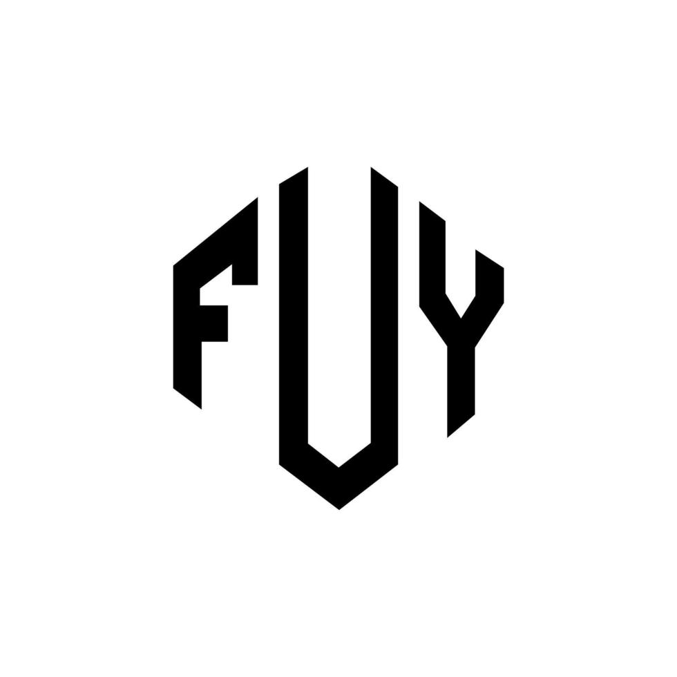 FUY letter logo design with polygon shape. FUY polygon and cube shape logo design. FUY hexagon vector logo template white and black colors. FUY monogram, business and real estate logo.