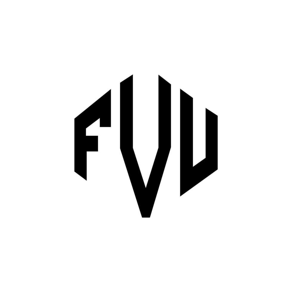 FVU letter logo design with polygon shape. FVU polygon and cube shape logo design. FVU hexagon vector logo template white and black colors. FVU monogram, business and real estate logo.