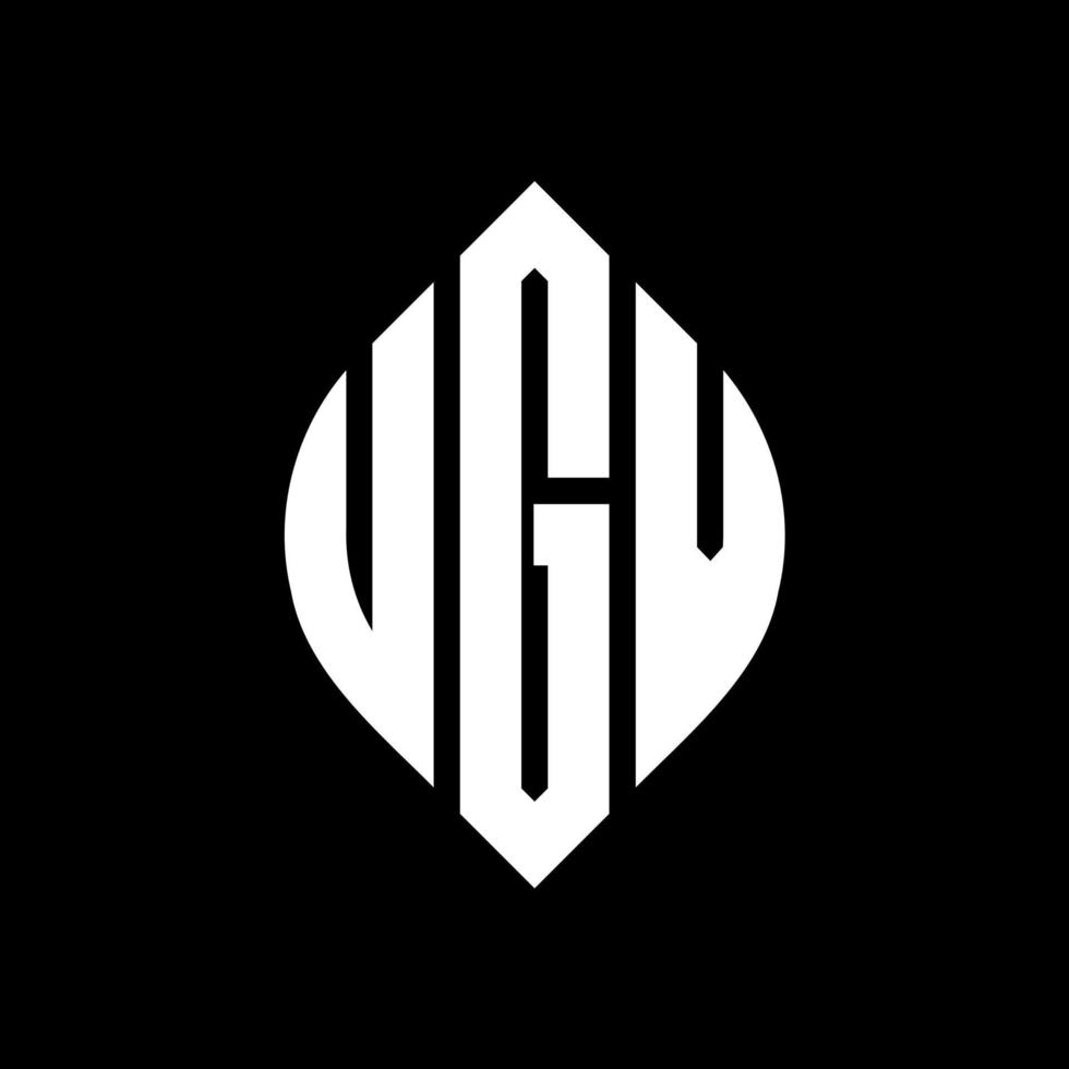 UGV circle letter logo design with circle and ellipse shape. UGV ellipse letters with typographic style. The three initials form a circle logo. UGV Circle Emblem Abstract Monogram Letter Mark Vector. vector