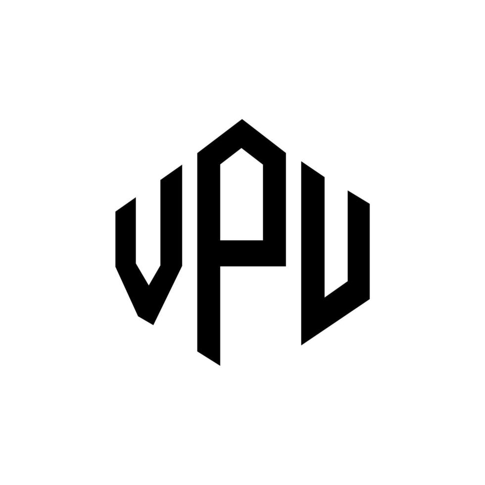 VPU letter logo design with polygon shape. VPU polygon and cube shape logo design. VPU hexagon vector logo template white and black colors. VPU monogram, business and real estate logo.