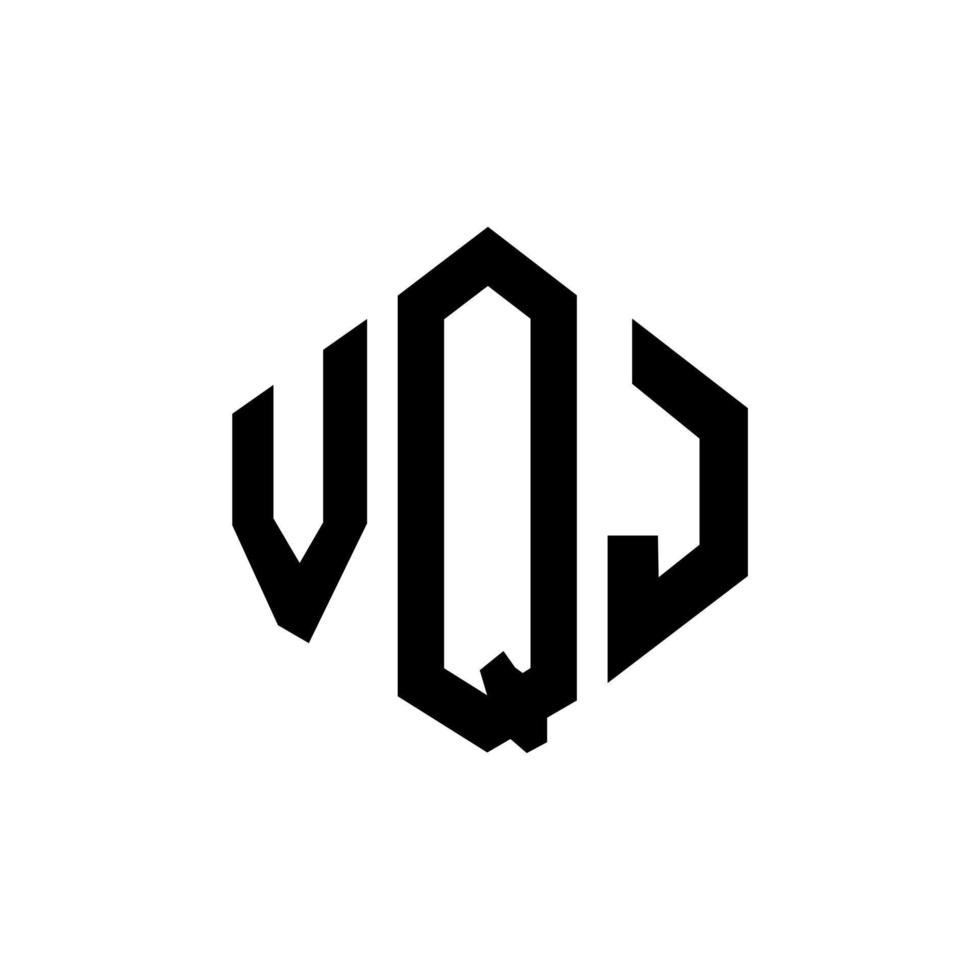 VQJ letter logo design with polygon shape. VQJ polygon and cube shape logo design. VQJ hexagon vector logo template white and black colors. VQJ monogram, business and real estate logo.