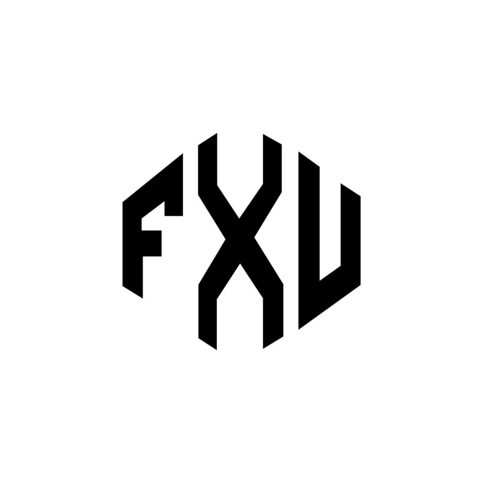 FXU letter logo design with polygon shape. FXU polygon and cube shape logo design. FXU hexagon vector logo template white and black colors. FXU monogram, business and real estate logo.