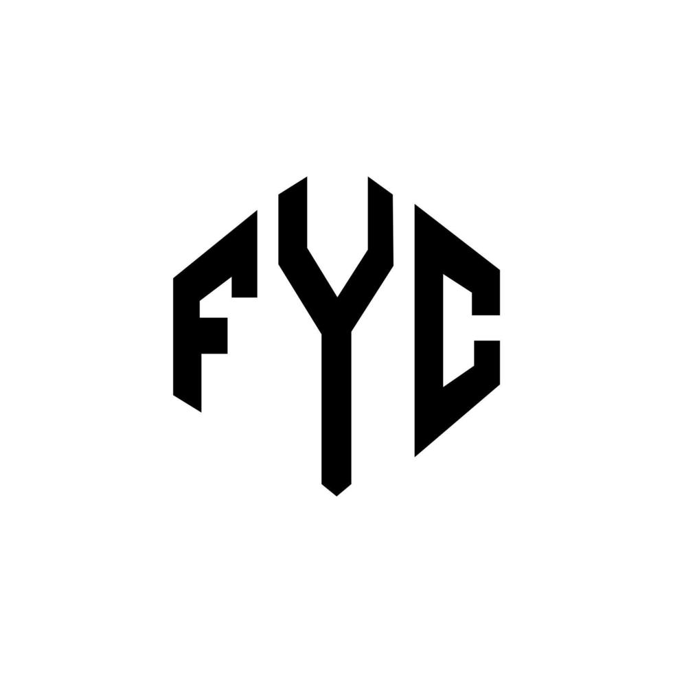 FYC letter logo design with polygon shape. FYC polygon and cube shape logo design. FYC hexagon vector logo template white and black colors. FYC monogram, business and real estate logo.