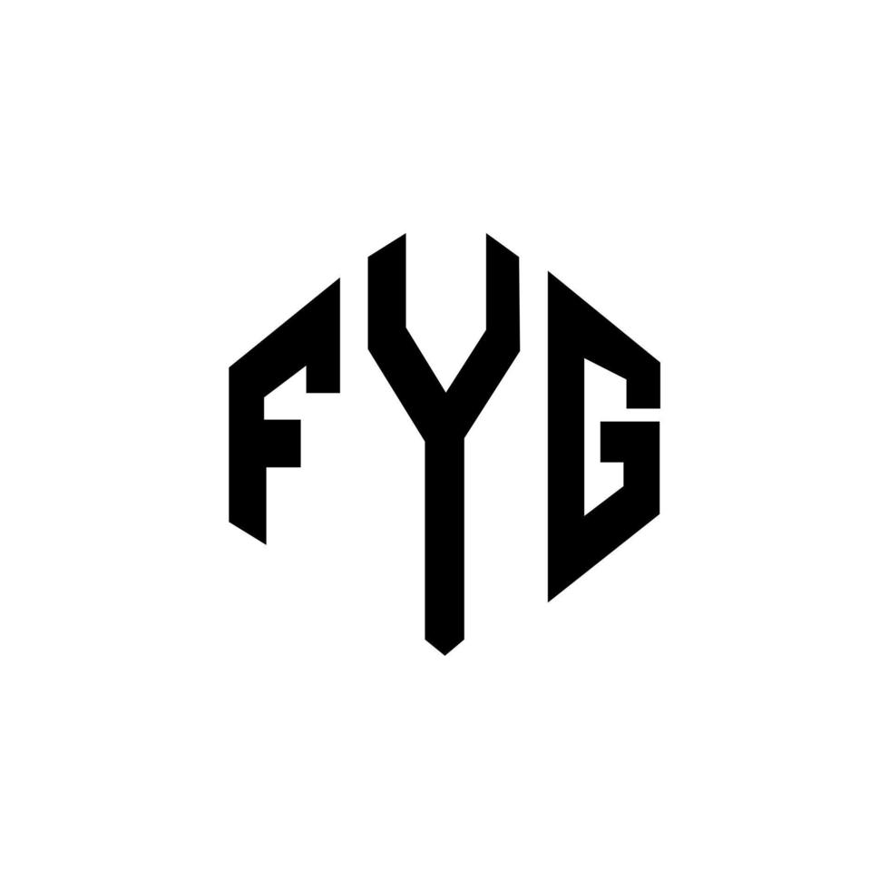 diseño de logotipo de letra fyg con forma de polígono. diseño de logotipo en forma de cubo y polígono fyg. fyg hexágono vector logo plantilla colores blanco y negro. monograma fyg, logotipo comercial y inmobiliario.