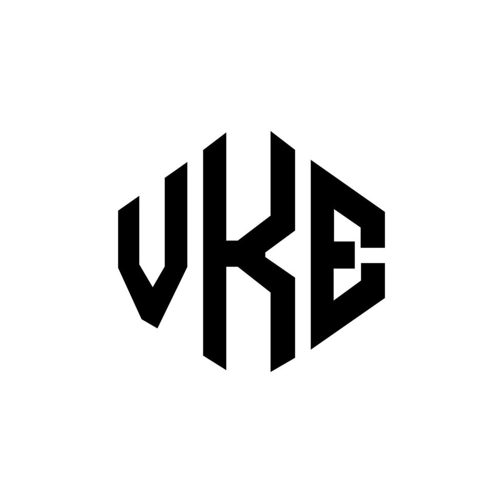 diseño de logotipo de letra vke con forma de polígono. vke polígono y diseño de logotipo en forma de cubo. vke hexágono vector logo plantilla colores blanco y negro. Monograma vke, logotipo comercial y inmobiliario.