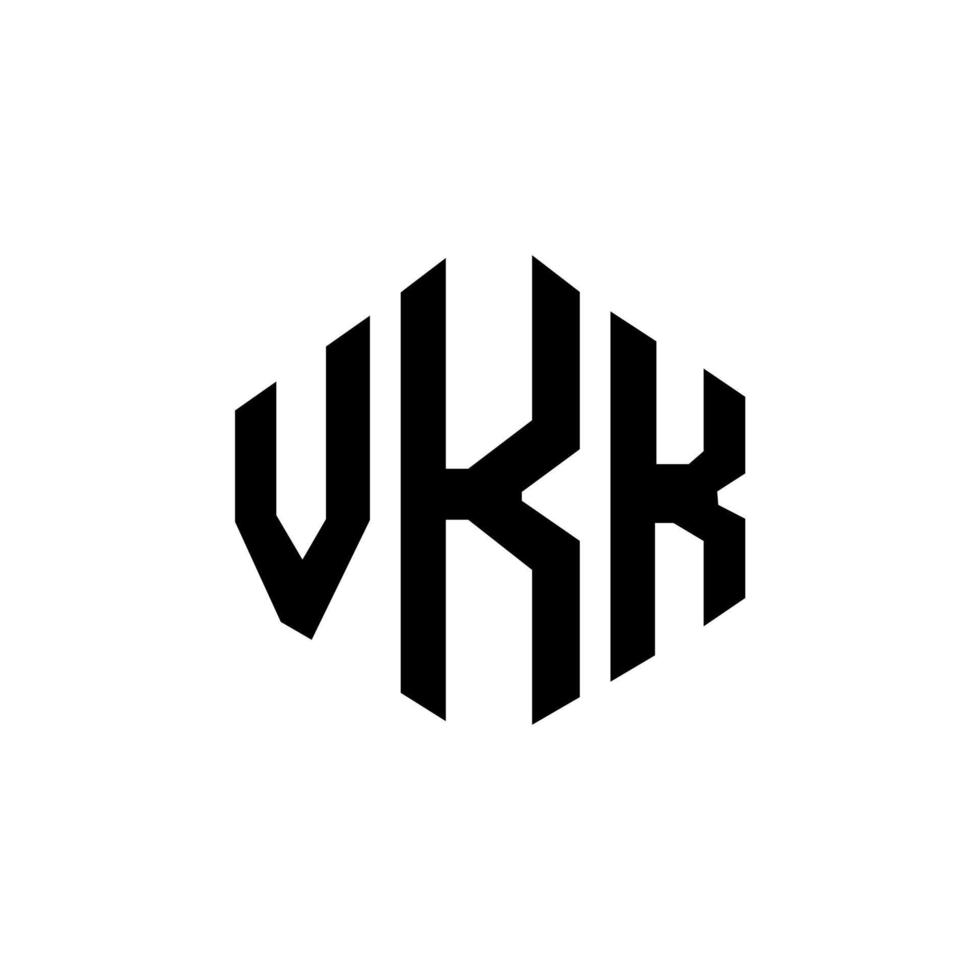 VKK letter logo design with polygon shape. VKK polygon and cube shape logo design. VKK hexagon vector logo template white and black colors. VKK monogram, business and real estate logo.