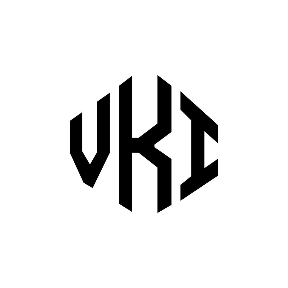 VKI letter logo design with polygon shape. VKI polygon and cube shape logo design. VKI hexagon vector logo template white and black colors. VKI monogram, business and real estate logo.