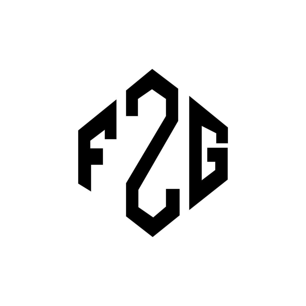 FZG letter logo design with polygon shape. FZG polygon and cube shape logo design. FZG hexagon vector logo template white and black colors. FZG monogram, business and real estate logo.