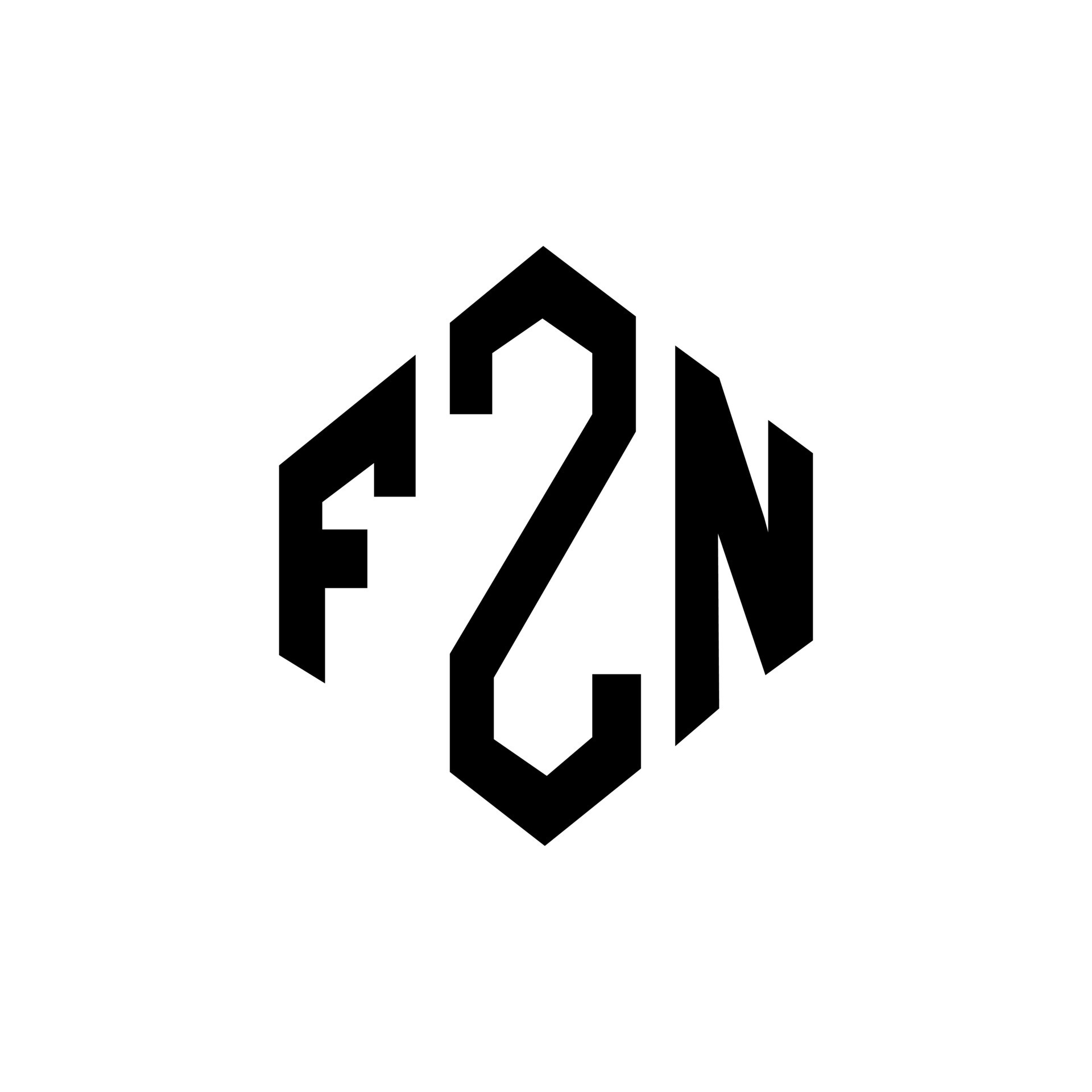 FZN letter logo design with polygon shape. FZN polygon and cube shape