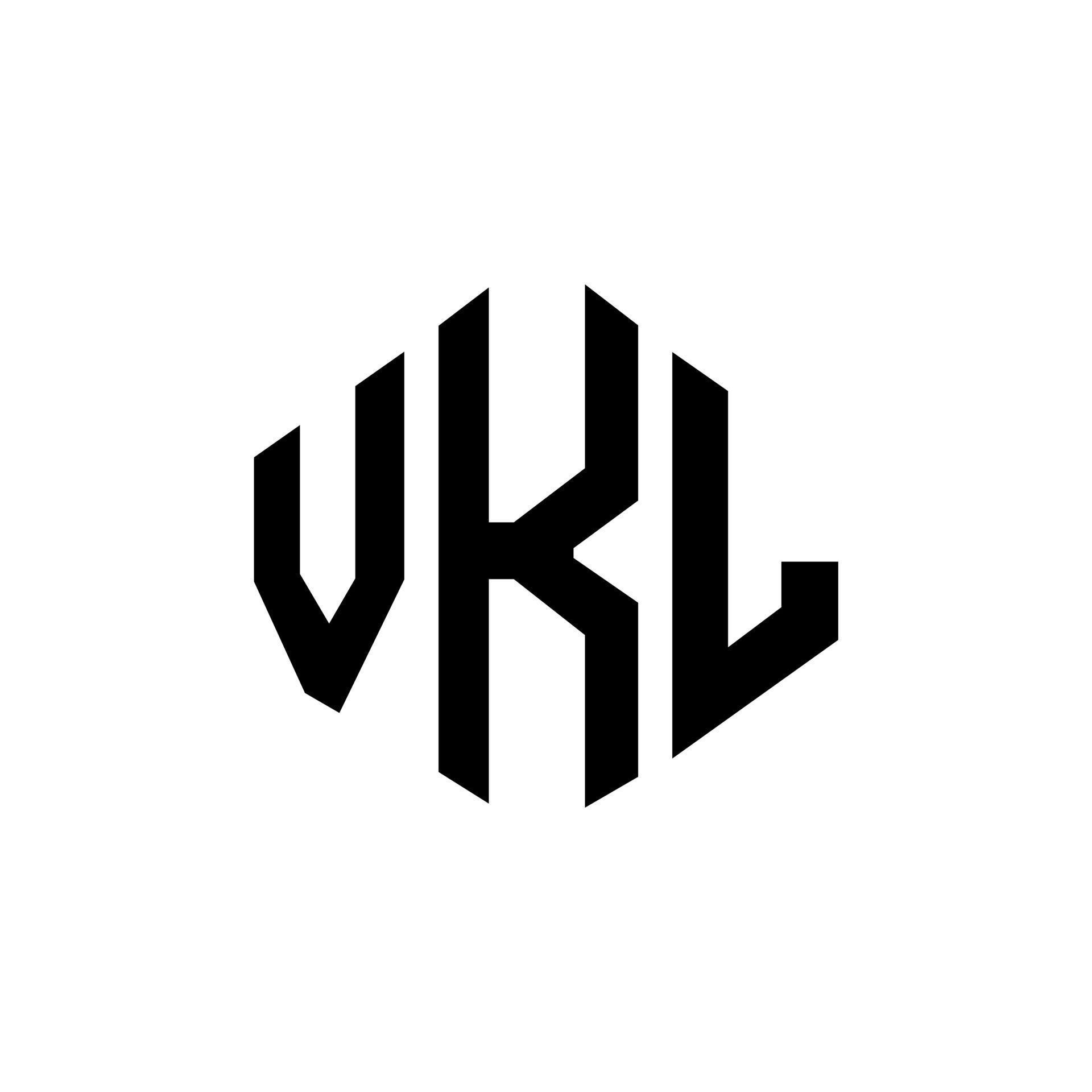 VKL letter logo design with polygon shape. VKL polygon and cube shape ...