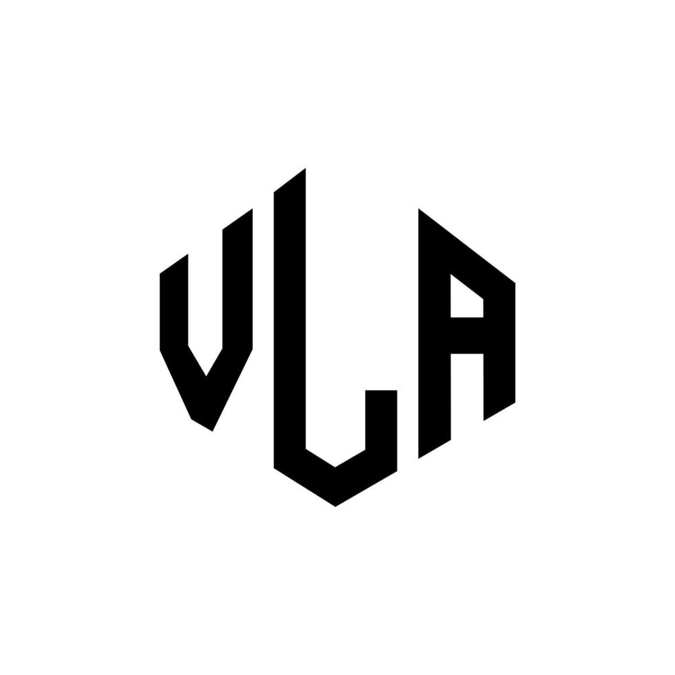 VLA letter logo design with polygon shape. VLA polygon and cube shape logo design. VLA hexagon vector logo template white and black colors. VLA monogram, business and real estate logo.