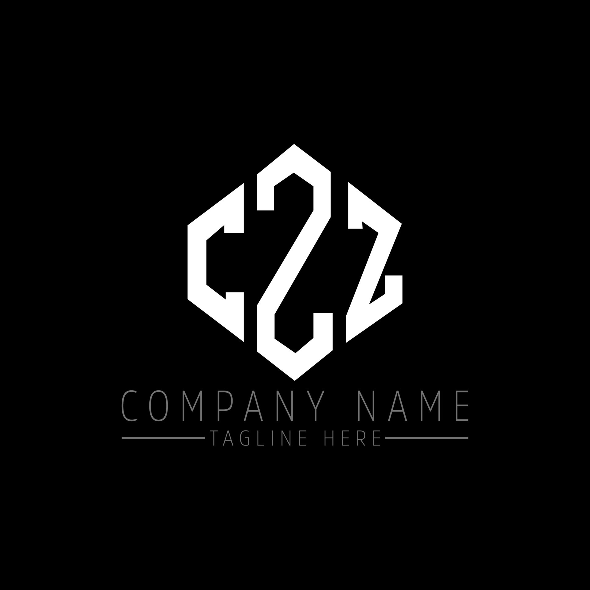 CZZ letter logo design with polygon shape. CZZ polygon and cube shape