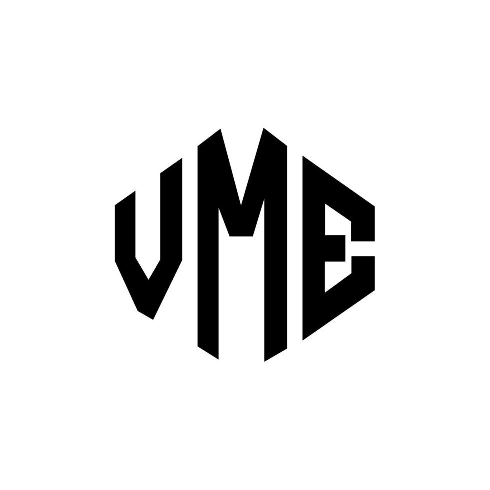 VME letter logo design with polygon shape. VME polygon and cube shape logo design. VME hexagon vector logo template white and black colors. VME monogram, business and real estate logo.
