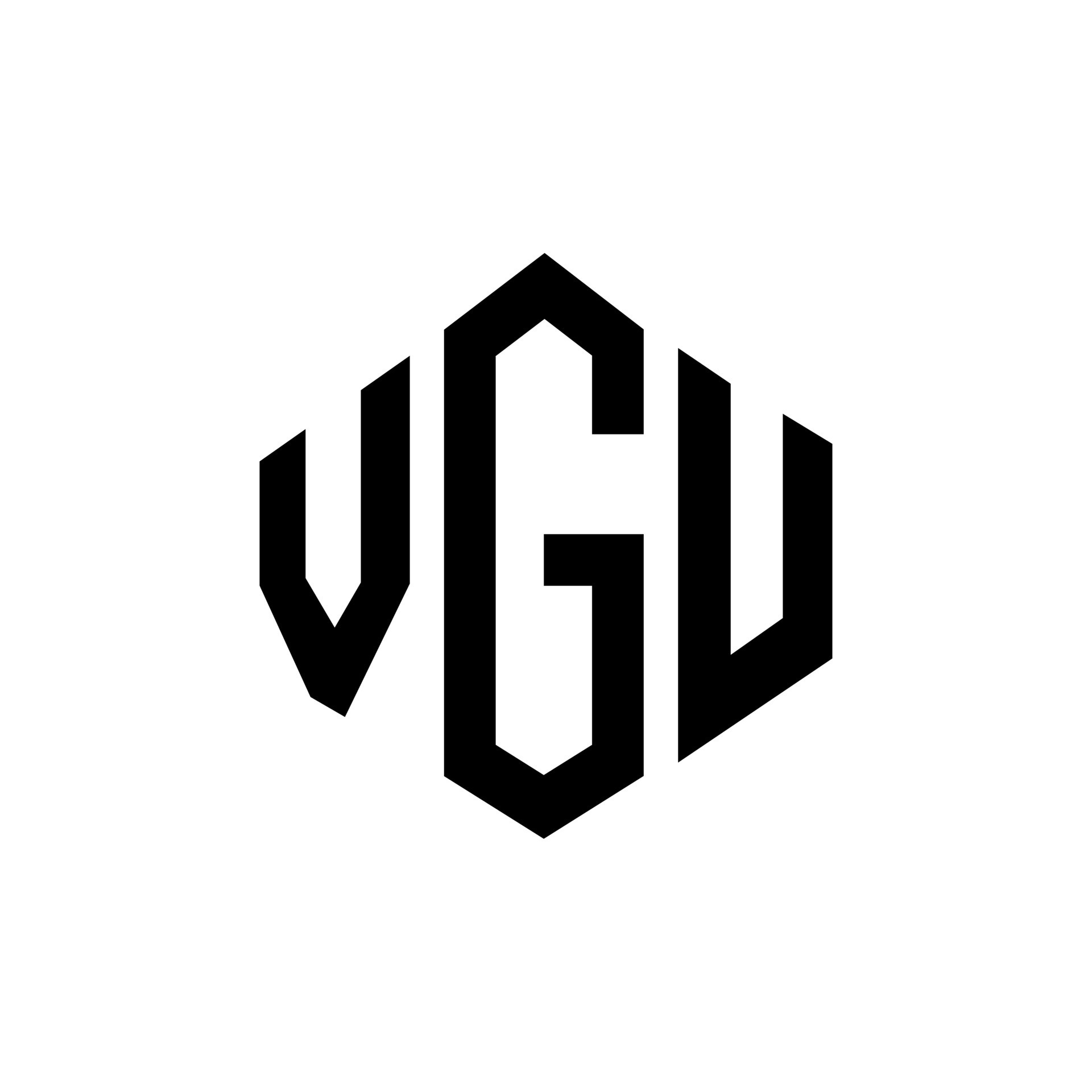 diseño de logotipo de letra vgu con forma de polígono. vgu polígono y diseño de logotipo en